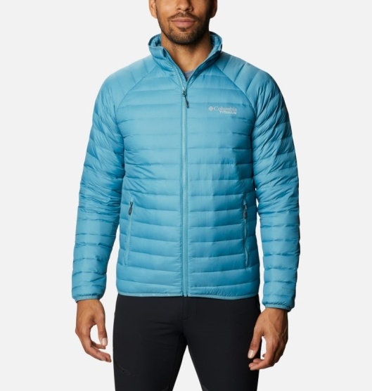 Columbia Alpha Trail Men's Down Jacket Blue | 570-MSYVUO