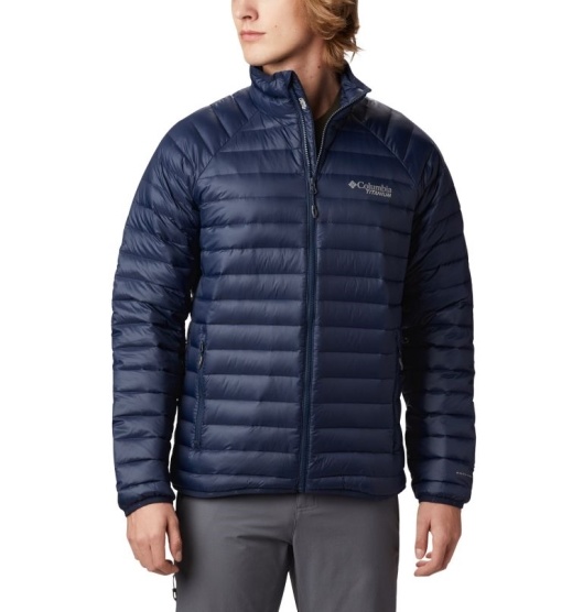 Columbia Alpha Trail Men's Down Jacket Navy | 719-UKGWEC