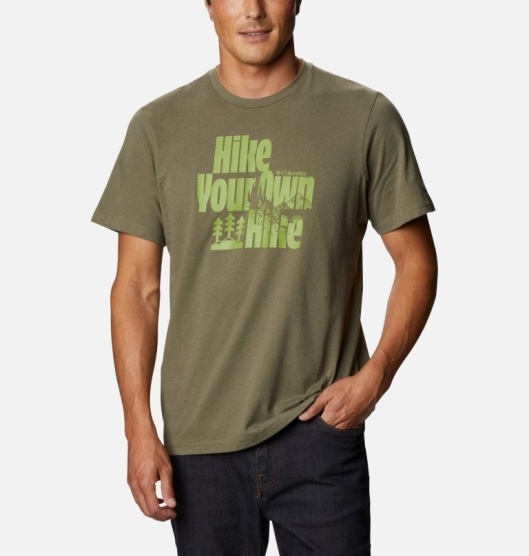 Columbia Alpine Way Men's T-Shirt Green | 168-HMQUNI