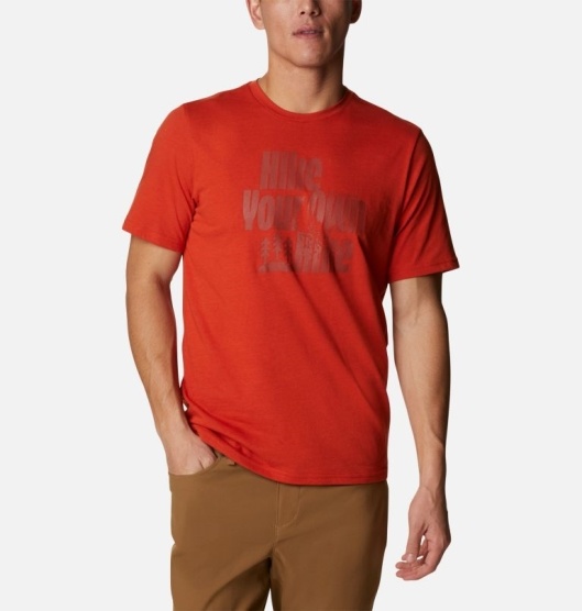 Columbia Alpine Way Men's T-Shirt Red | 891-ZDARXE