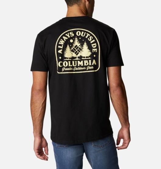 Columbia Backpacking Men's T-Shirt Black | 092-ZNOGED