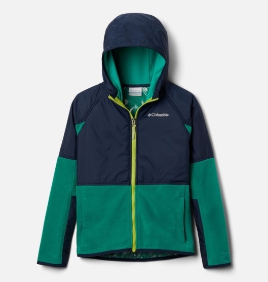 Columbia Basin Butte Kids' Fleece Jacket Green Navy | 634-JDXRZL