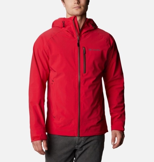 Columbia Beacon Trail Men's Rain Jacket Red | 097-HZURNK