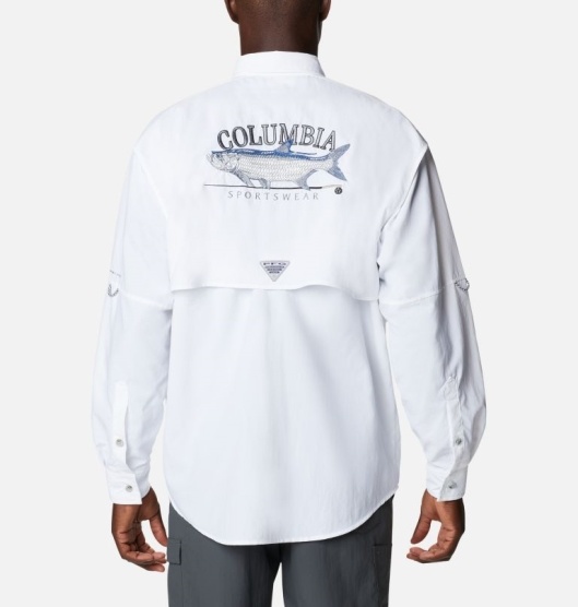 Columbia Bonehead Men's Fishing Shirts White Blue | 901-RXDZSJ