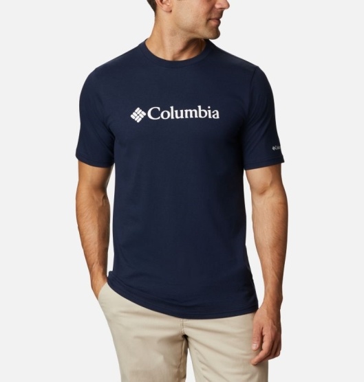 Columbia CSC Basic Logo Men's T-Shirt Navy White | 593-HZTWNK