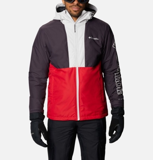 Columbia Coats Men's Ski Jacket Red Grey | 901-ZFOEKJ