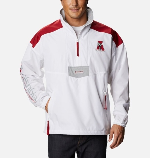 Columbia Collegiate Men's Windbreaker White Red Grey | 347-JUXTAI