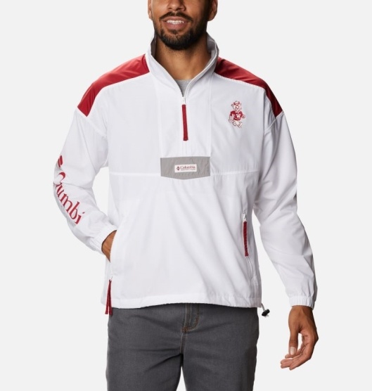 Columbia Collegiate Men's Windbreaker White Red | 723-RYDNBE