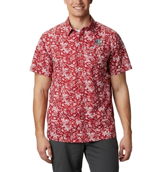 Columbia Collegiate PFG Super Men's Shirts Red | 073-HLAXYN