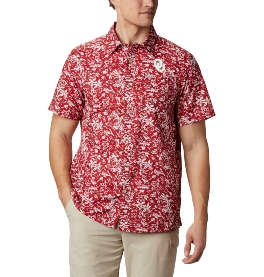 Columbia Collegiate PFG Super Men's Shirts Red | 587-GIPZDY