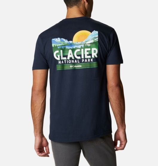 Columbia Glacier Men's T-Shirt Navy | 630-NFJROI