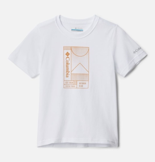 Columbia Happy Hills Kids' T-Shirt White | 865-FIDMAB