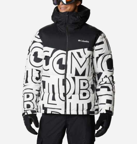 Columbia Iceline Ridge Men's Ski Jacket White Black | 725-MUGFPR