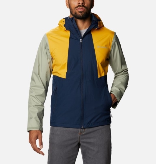 Columbia Inner Limits II Men's Rain Jacket Navy Yellow Green | 269-VYQWDP