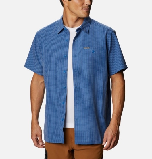 Columbia Lakeside Trail Men's Shirts Blue | 741-MABLRZ