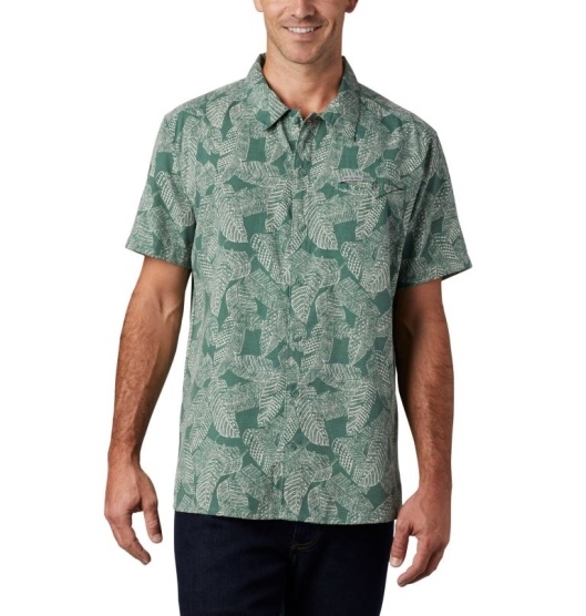 Columbia Lakeside Trail Men's Shirts Green | 762-QFCZUY