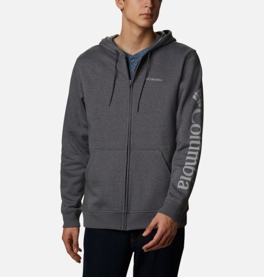 Columbia Logo Men's Hoodies Grey | 173-OZFALQ