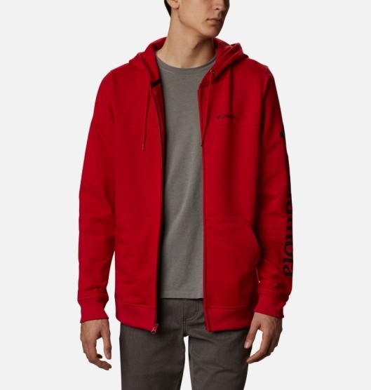 Columbia Logo Men's Hoodies Red Black | 197-NEZTSK