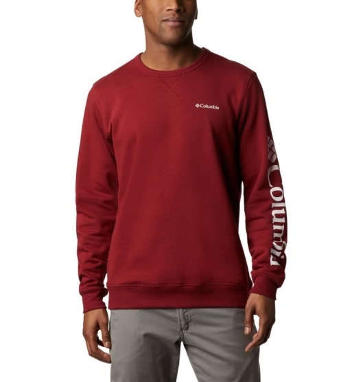 Columbia Logo Men's Hoodies Red White | 265-AXMTND