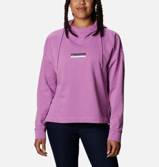 Columbia Logo Women's Hoodies Pink | 187-AQHJIR