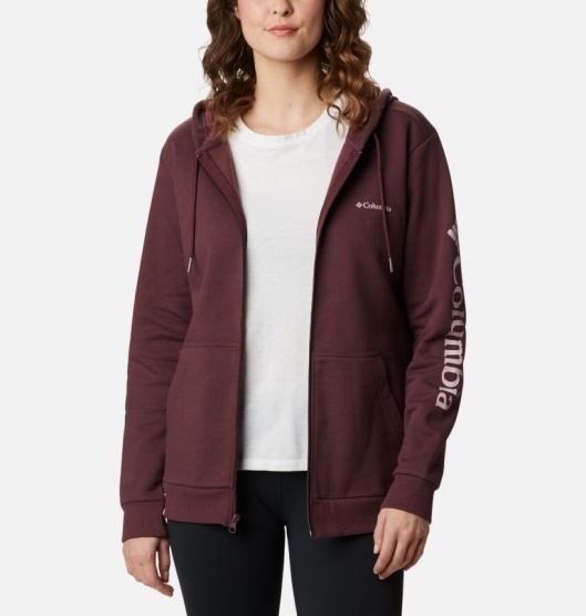 Columbia Logo Women's Hoodies Red | 160-WFVJEG