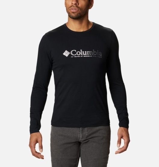 Columbia Lookout Point Men's T-Shirt Black | 063-RNKLXZ