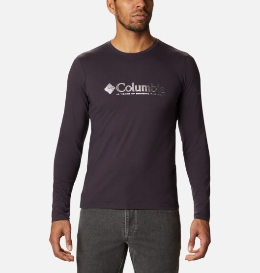 Columbia Lookout Point Men's T-Shirt Purple | 758-MTKRGF