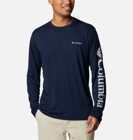 Columbia Marshall Valley Men's T-Shirt Navy | 356-MORWXH