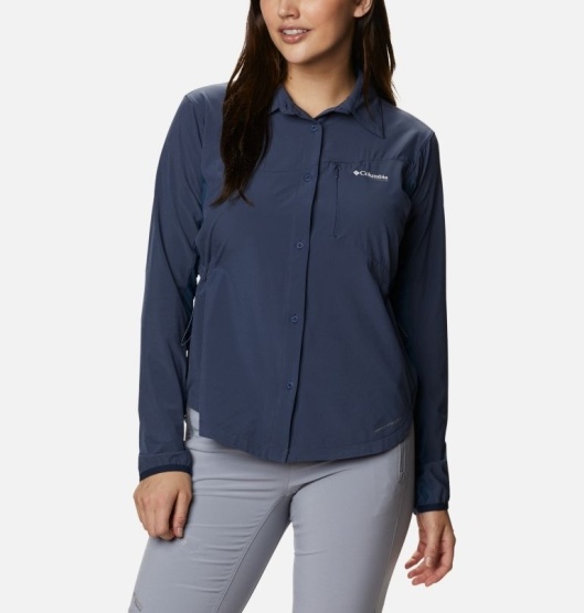 Columbia Mazama Trail Women's Shirts Blue | 395-HAYXMZ