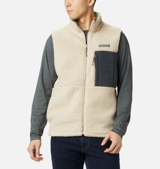 Columbia Mountainside Sherpa Men's Vest Khaki Black | 758-PHUGKY