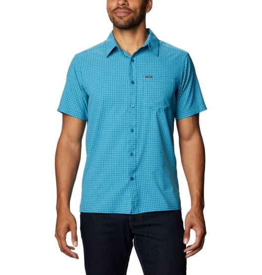 Columbia No Way Out Men's Shirts Lagoon | 736-UNLTYJ