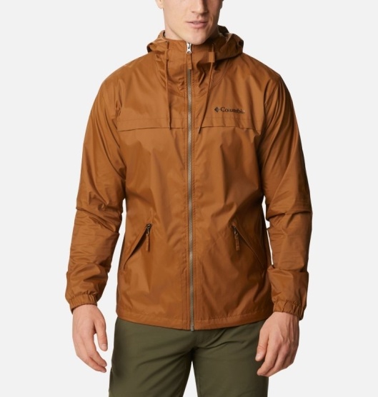 Columbia Oroville Creek Men's Rain Jacket Brown | 387-SAOMET