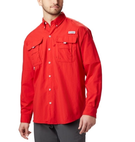 Columbia PFG Bahama II Men's Fishing Shirts Red | 163-VZXQTP