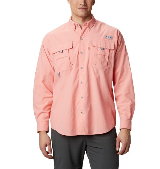 Columbia PFG Bahama II Men's Fishing Shirts Pink | 574-UIQVCO