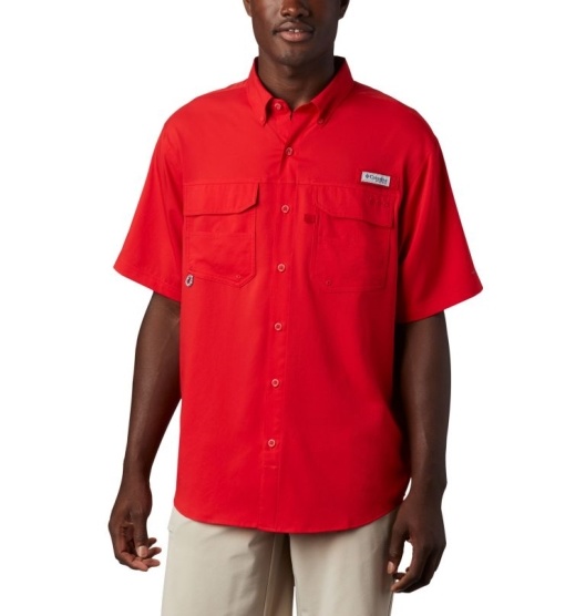 Columbia PFG Blood and Guts III Men's Shirts Red | 654-UVNHFX