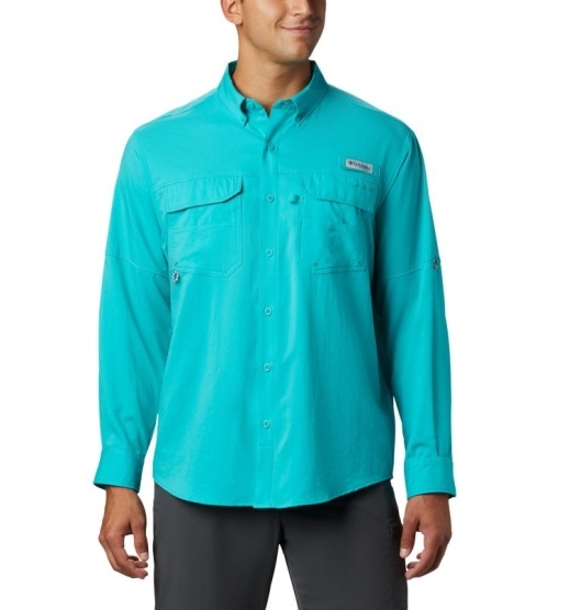 Columbia PFG Blood and Guts Men's Shirts Blue | 182-UQVMSX