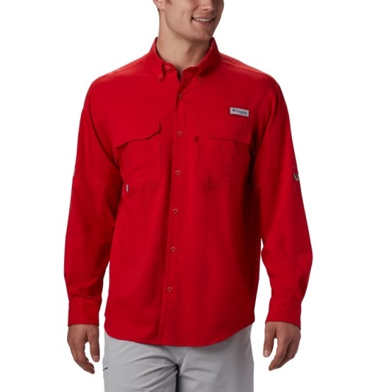 Columbia PFG Blood and Guts Men's Shirts Red | 298-KCXJNG