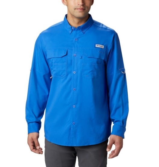 Columbia PFG Blood and Guts Men's Shirts Blue | 630-WPMKTY