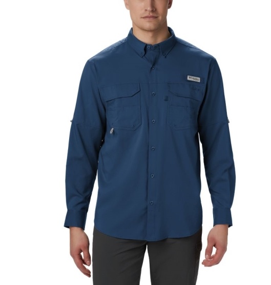 Columbia PFG Blood and Guts Men's Shirts Blue | 719-HPEFCR