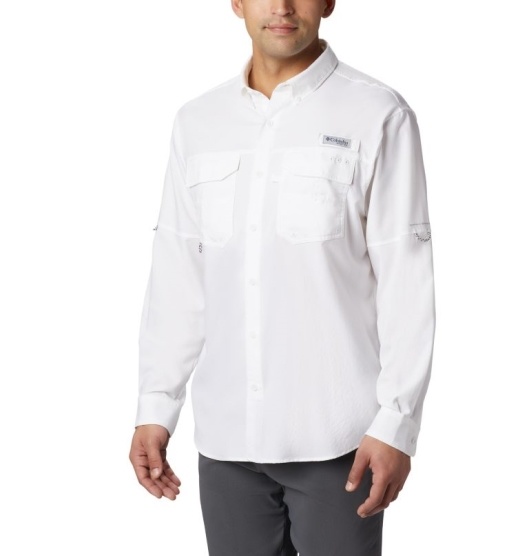 Columbia PFG Blood and Guts Men's Shirts White | 873-DISZXU