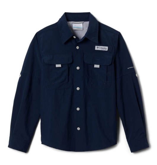 Columbia PFG Bonehead Kids' Shirts Navy | 372-WSMDIP