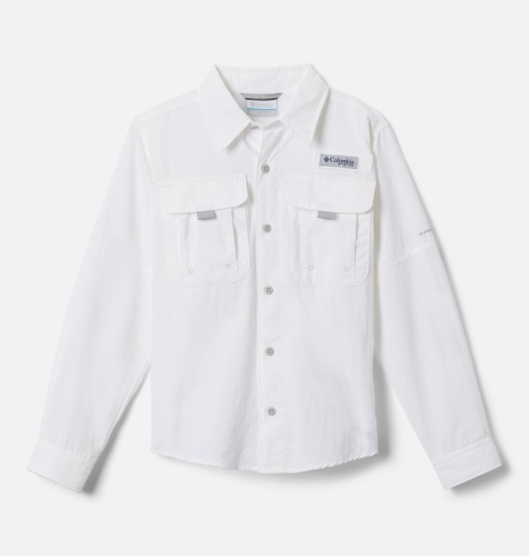 Columbia PFG Bonehead Kids' Shirts White | 973-RGNKQH