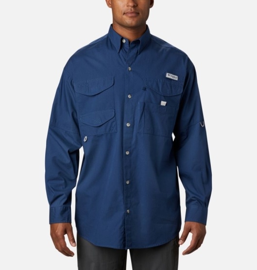 Columbia PFG Bonehead Men's Shirts Blue | 064-NDMYIZ