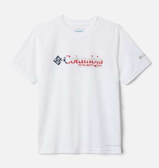 Columbia PFG Kids' T-Shirt White | 718-VDRFYZ