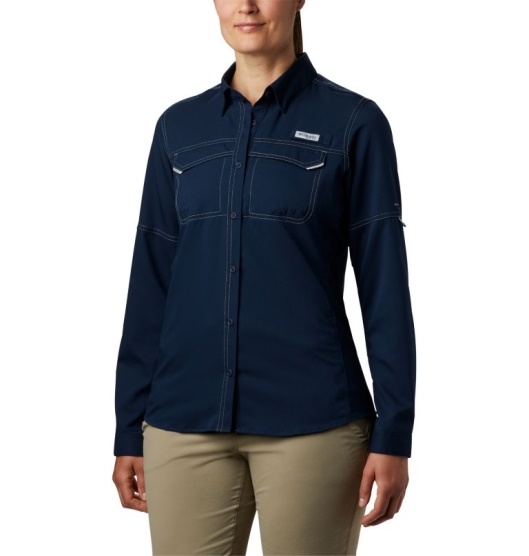 Columbia PFG Lo Drag Women's Shirts Navy | 372-MOEBSU