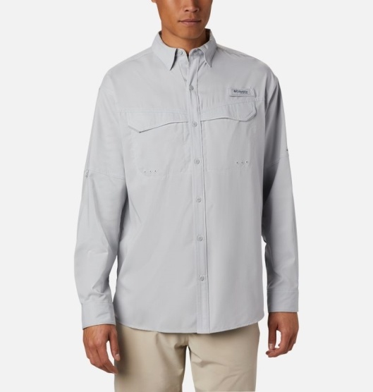 Columbia PFG Low Drag Offshore Men's Shirts Grey White | 684-IPDGJX