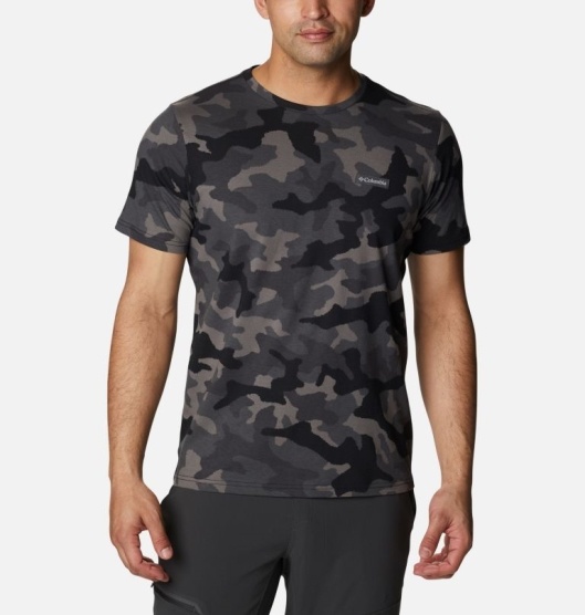 Columbia PFG Men's T-Shirt Black | 825-SRDZHL