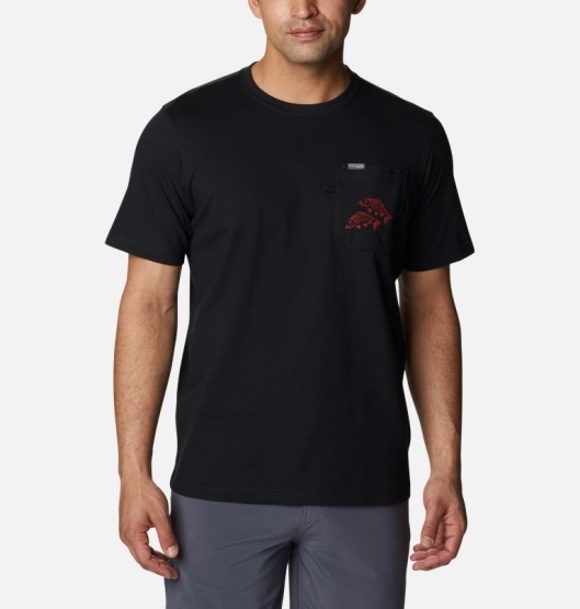 Columbia PFG Men's T-Shirt Black | 852-WOZCMQ