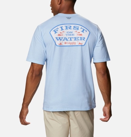 Columbia PFG Men's T-Shirt Blue | 587-EVMJIZ