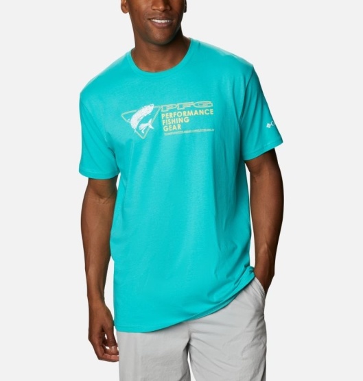 Columbia PFG Men's T-Shirt Blue | 751-XBHLAP